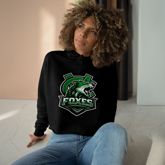Foxes Mascot Crop Hoodie — Green Sports Team Logo