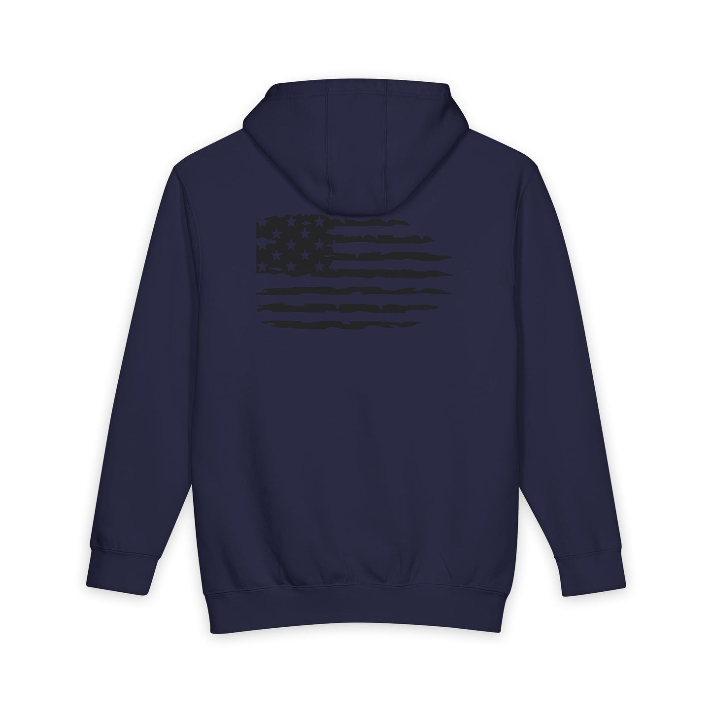 American Flag Skull Hoodie — Distressed Patriotic Pullover