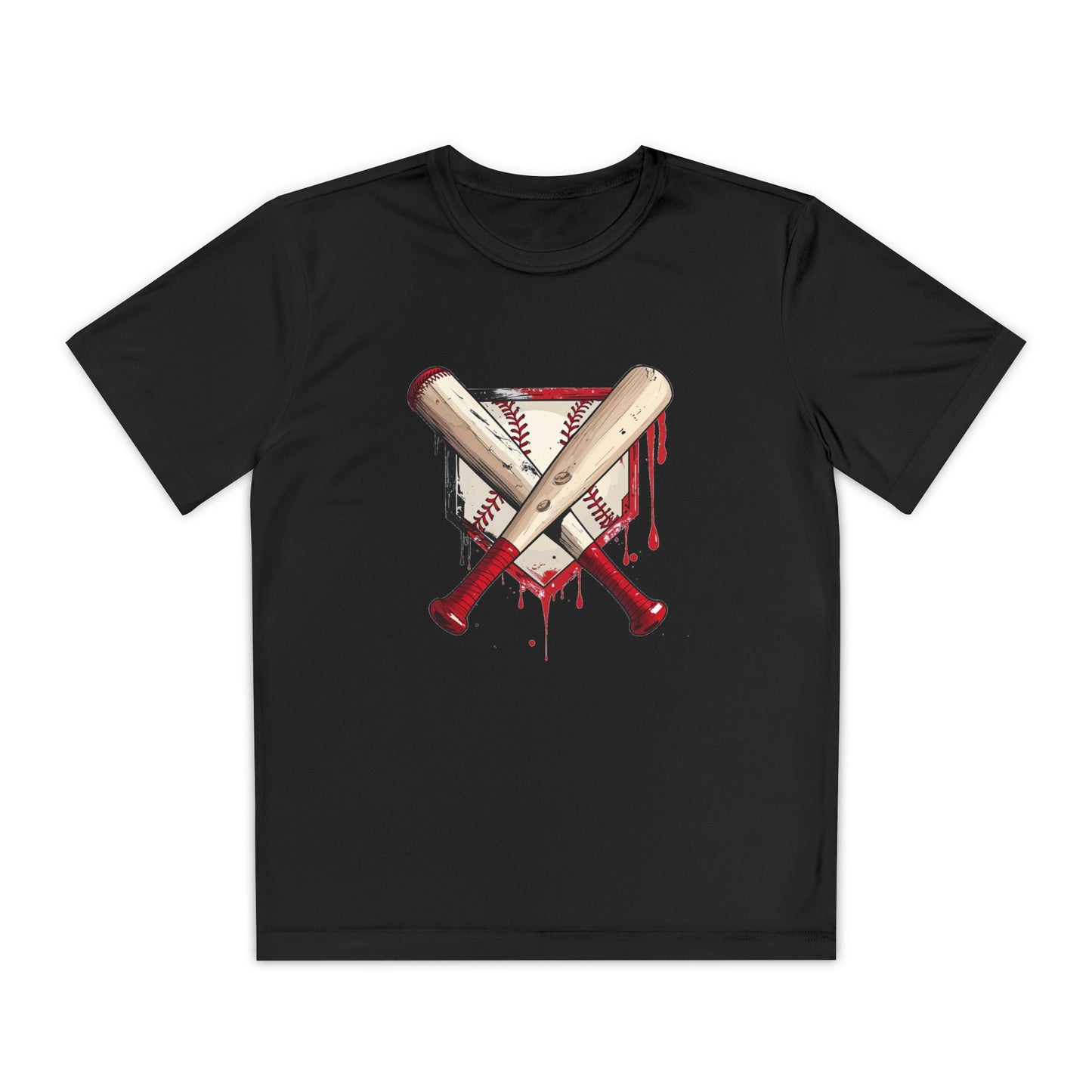 Youth Baseball Tee — Bloody Crossed Bats Graphic