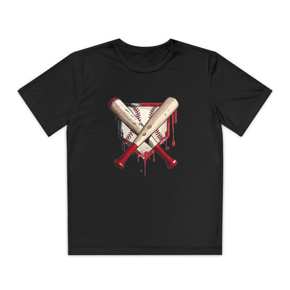 Youth Baseball Tee — Bloody Crossed Bats Graphic