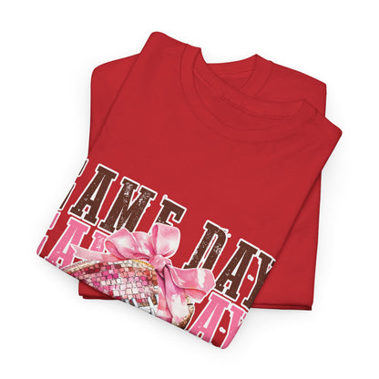 Game Day Pink Football Tee — Women's Cheer Football Shirt