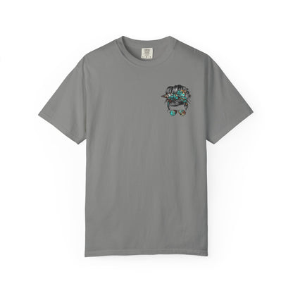 Teal Messy Hair Bun Cheetah Tee