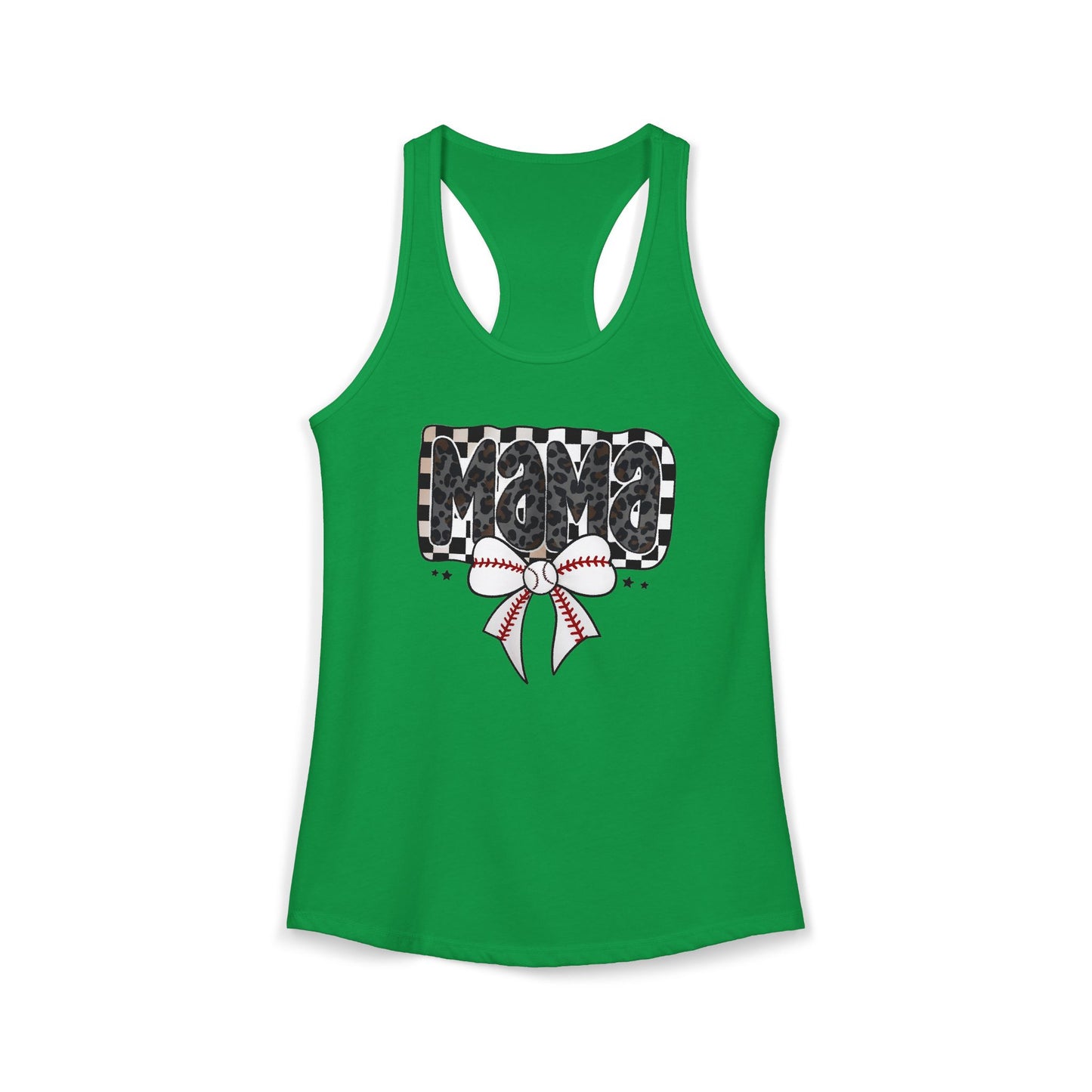 Baseball Checkered Mama Racerback Tank