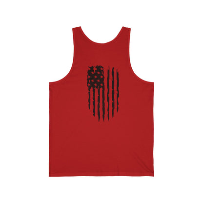 American Flag Skull Tank Top — Distressed Patriotic USA Sleeveless Tee
