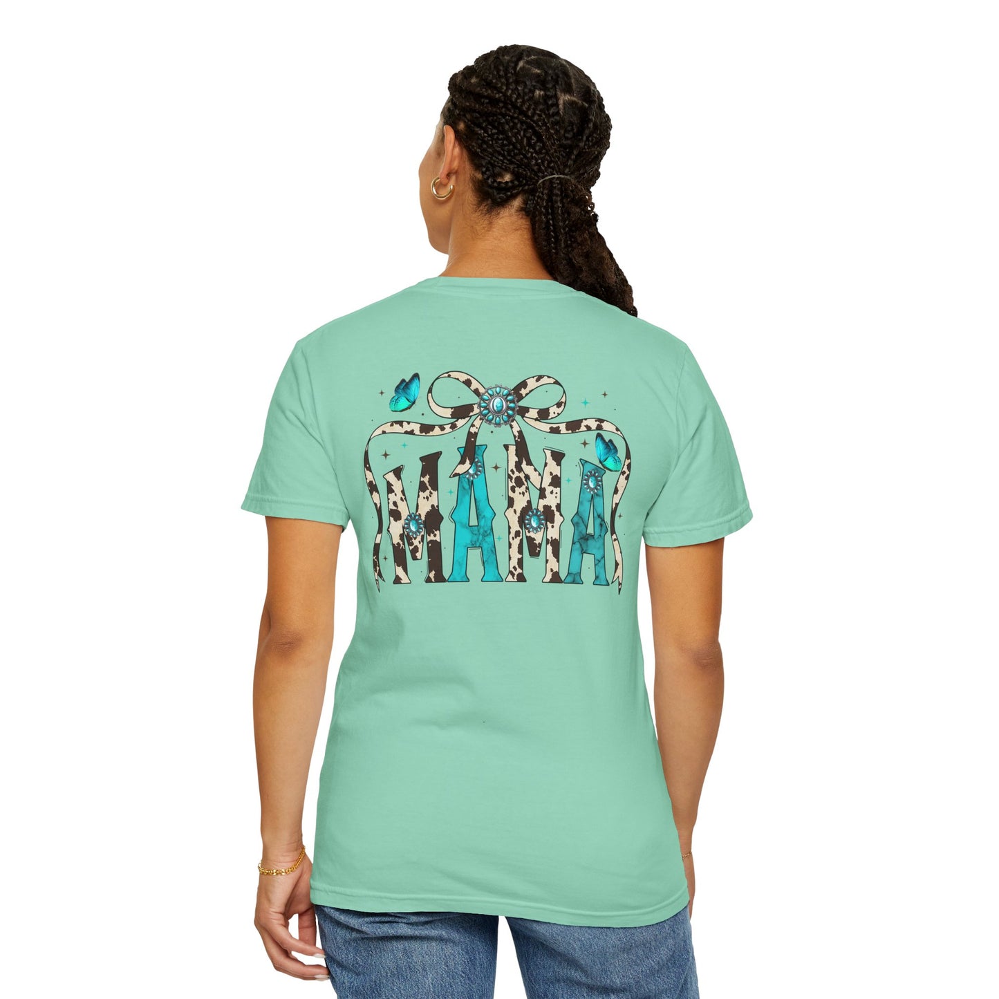 Teal Messy Hair Bun Cheetah Tee