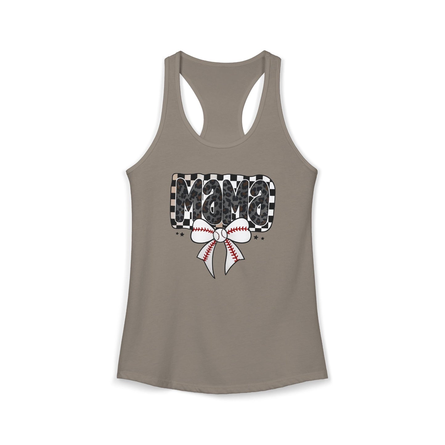 Baseball Checkered Mama Racerback Tank