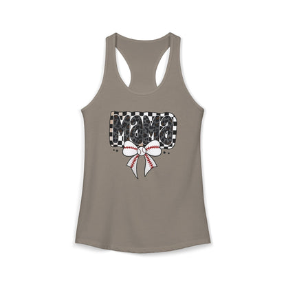 Baseball Checkered Mama Racerback Tank
