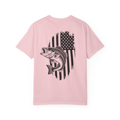Fishing Bass T-Shirt — American Flag Bass Graphic Tee