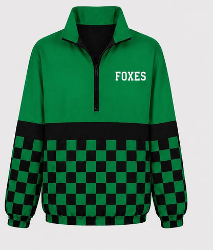 Foxes- Green& Black Checkered Black line Windbreaker