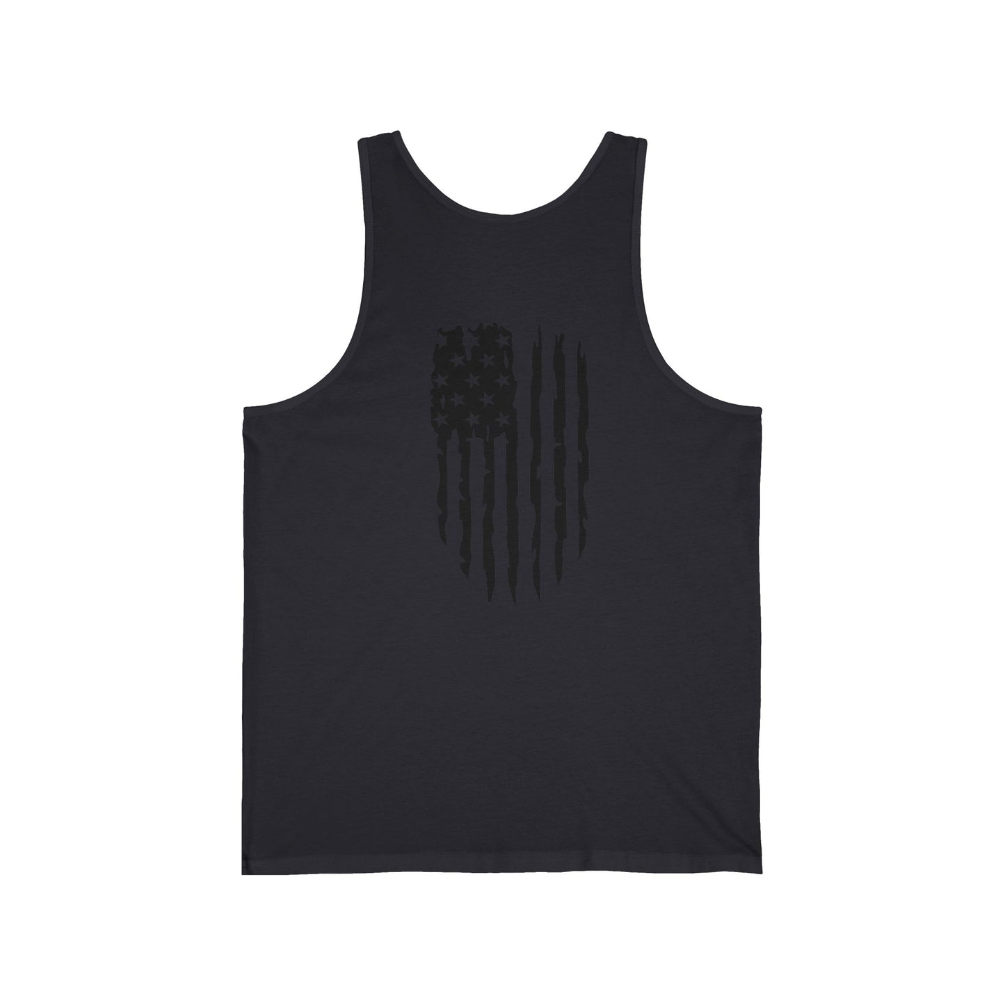 American Flag Skull Tank Top — Distressed Patriotic USA Sleeveless Tee