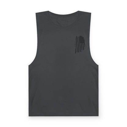 American Flag Pocket Tank Top — Minimal Patriotic Muscle Tee