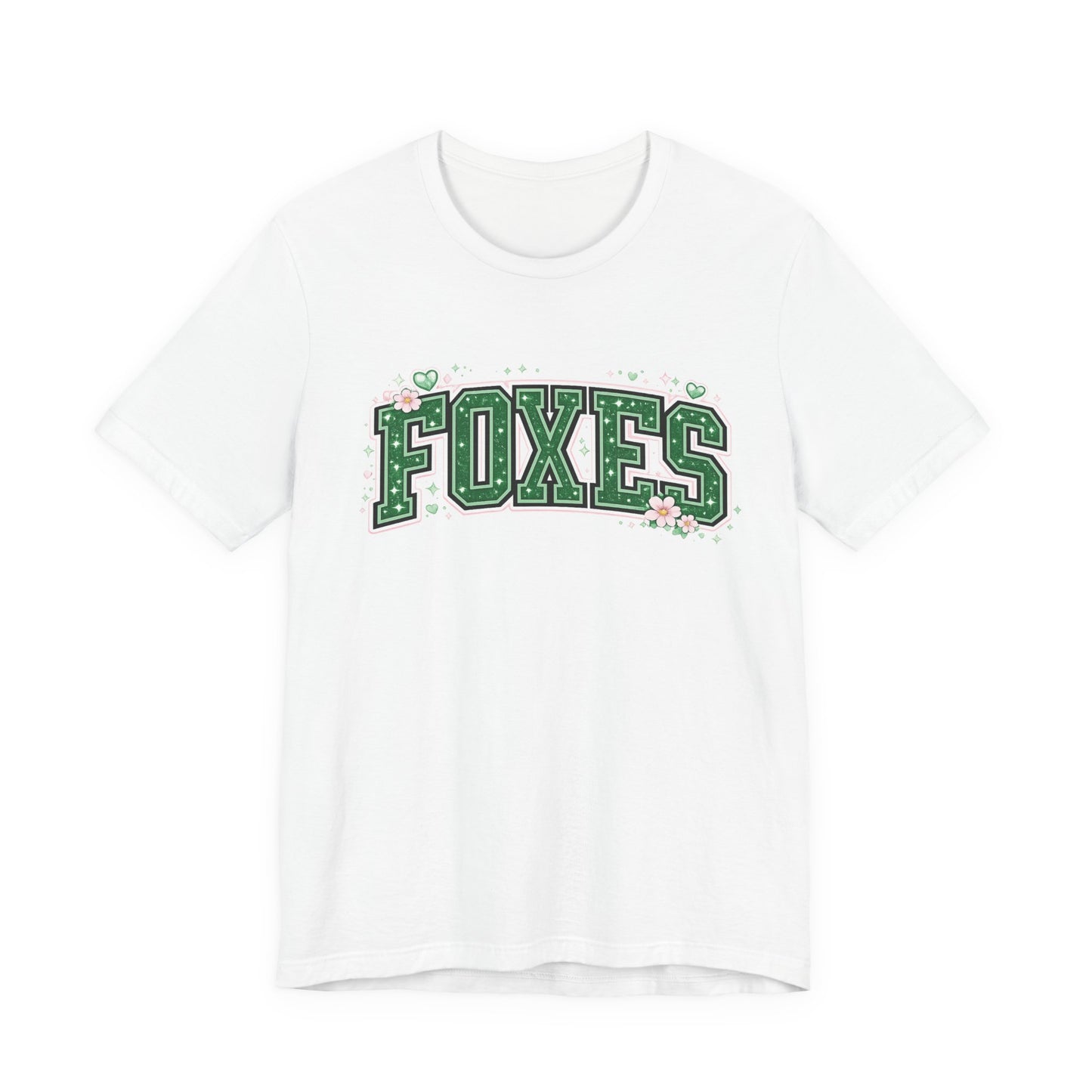 Foxes Vintage Collegiate Tee — Green Varsity Letter Graphic