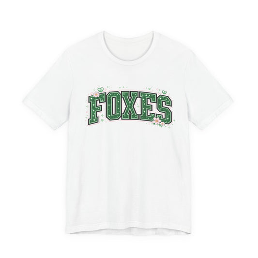 Foxes Vintage Collegiate Tee — Green Varsity Letter Graphic