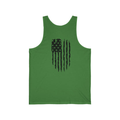 American Flag Skull Tank Top — Distressed Patriotic USA Sleeveless Tee