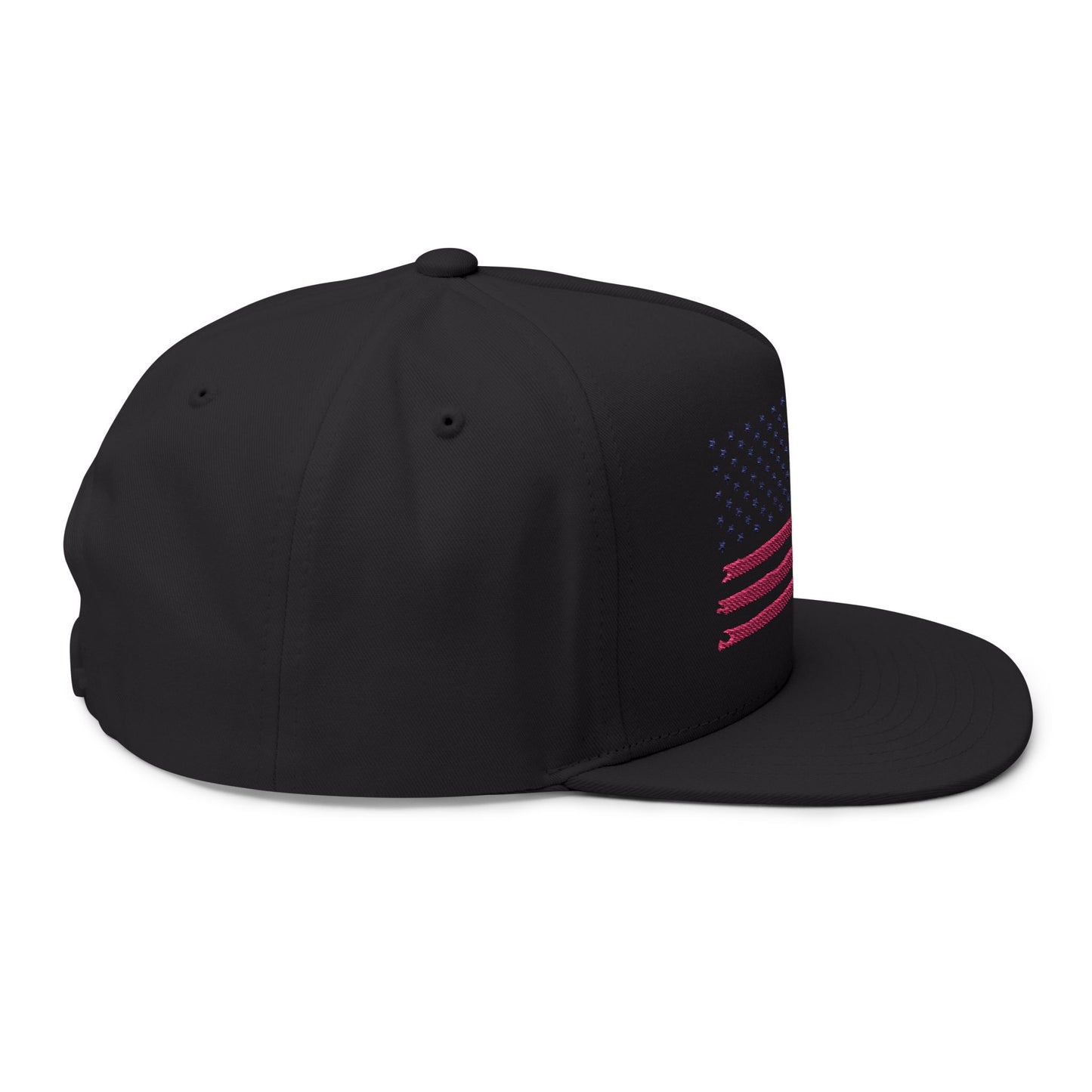 Embroidered USA Sketch Flag Flat Bill Cap