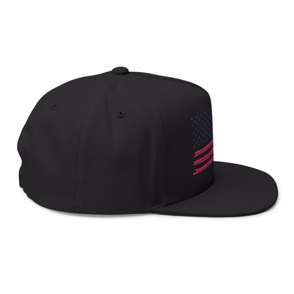 Embroidered USA Sketch Flag Flat Bill Cap