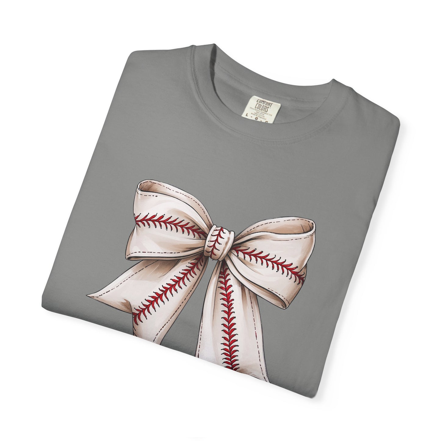 Baseball Stitch Bow T-Shirt — Cute Sports Ribbon Graphic Tee
