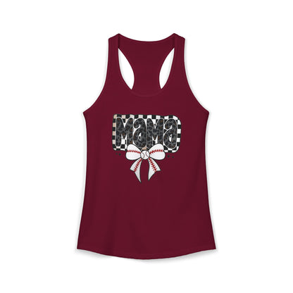 Baseball Checkered Mama Racerback Tank
