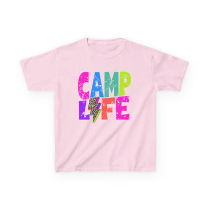 Kids T-Shirt "CAMP LIFE" Bright Rainbow Lightning Camp Tee