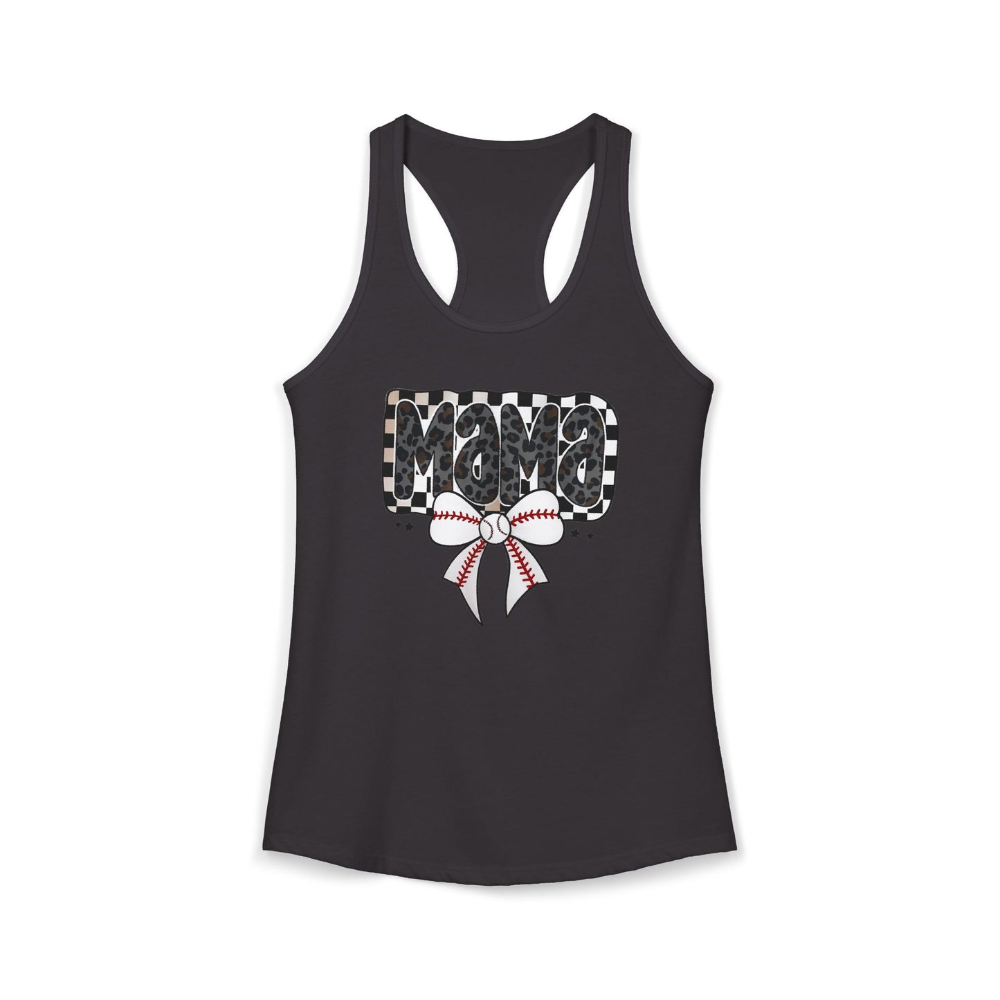 Baseball Checkered Mama Racerback Tank