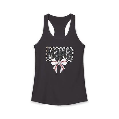 Baseball Checkered Mama Racerback Tank