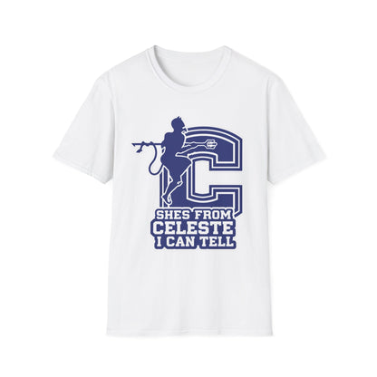 Celeste Cheer T-Shirt — "She's From Celeste I Can Tell" Graphic Tee