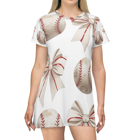 Baseball Bow T-Shirt Dress