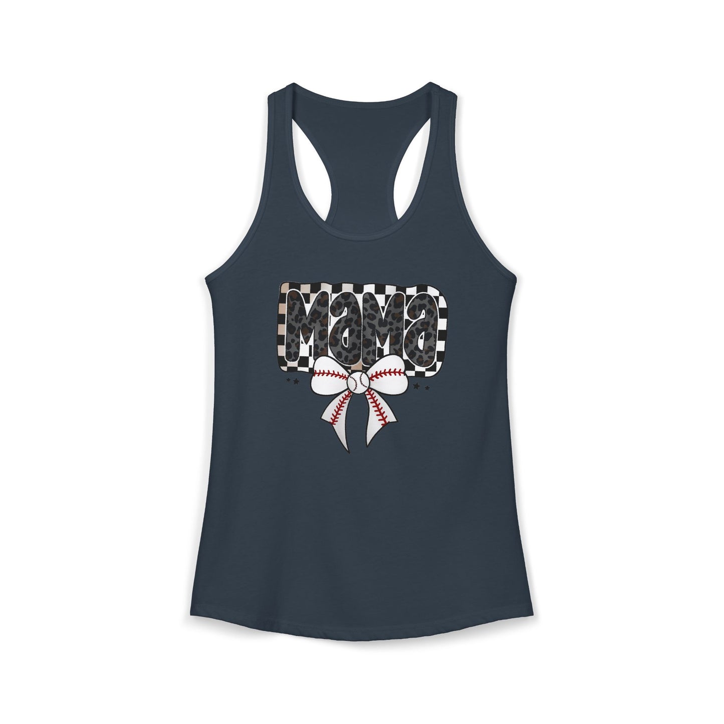 Baseball Checkered Mama Racerback Tank