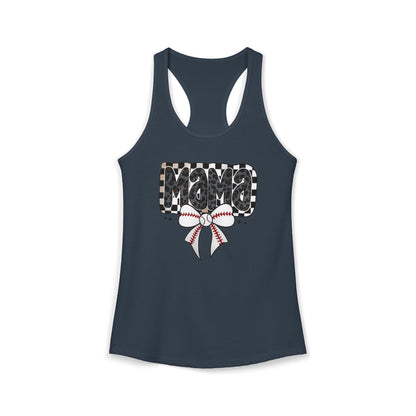 Baseball Checkered Mama Racerback Tank