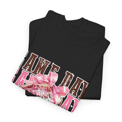 Game Day Pink Football Tee — Women's Cheer Football Shirt