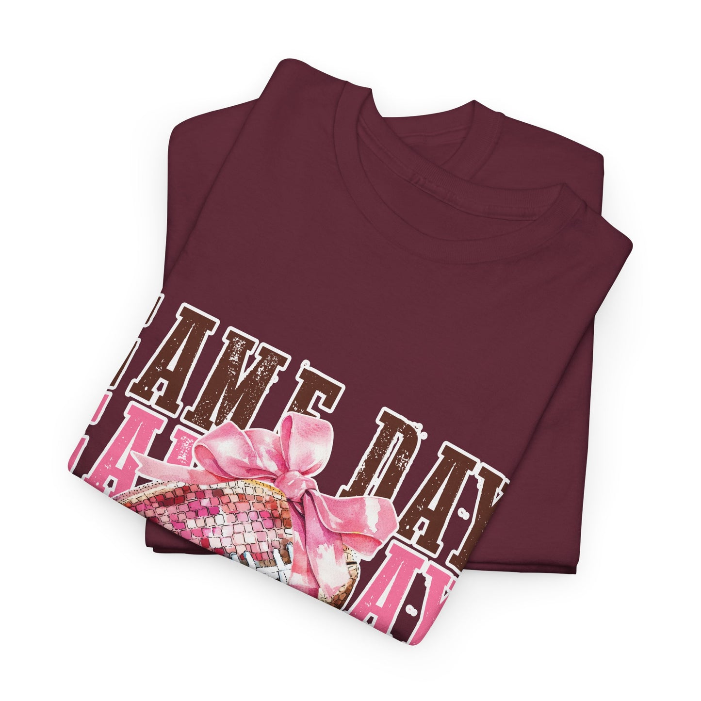 Game Day Pink Football Tee — Women's Cheer Football Shirt
