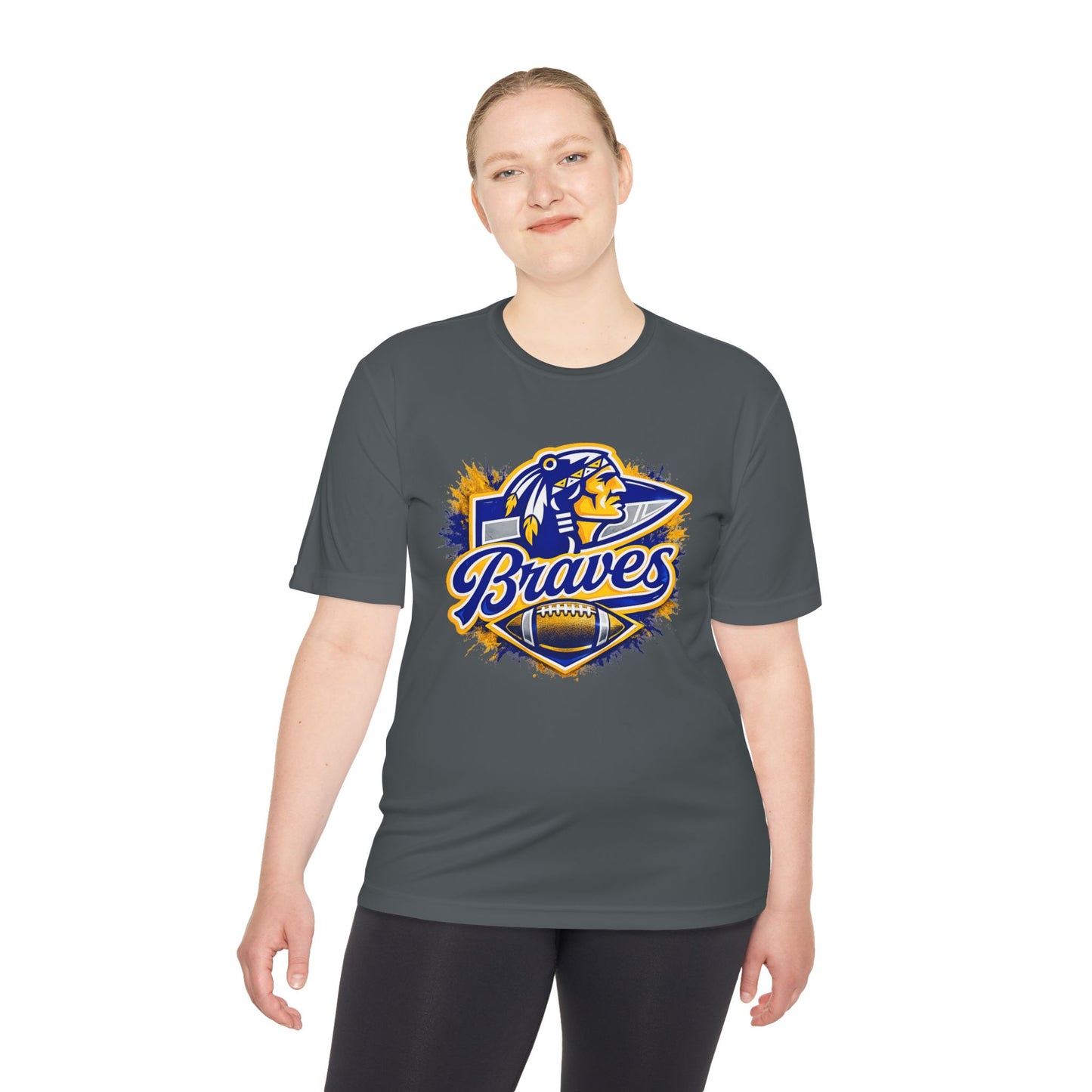 Braves Football Team Tee — Vintage Mascot Logo Moisture-Wicking Shirt