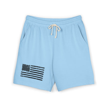 American Flag Fleece Sweat Shorts — Lightweight Garment-Dyed Lounge Shorts