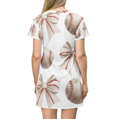 Baseball Bow T-Shirt Dress