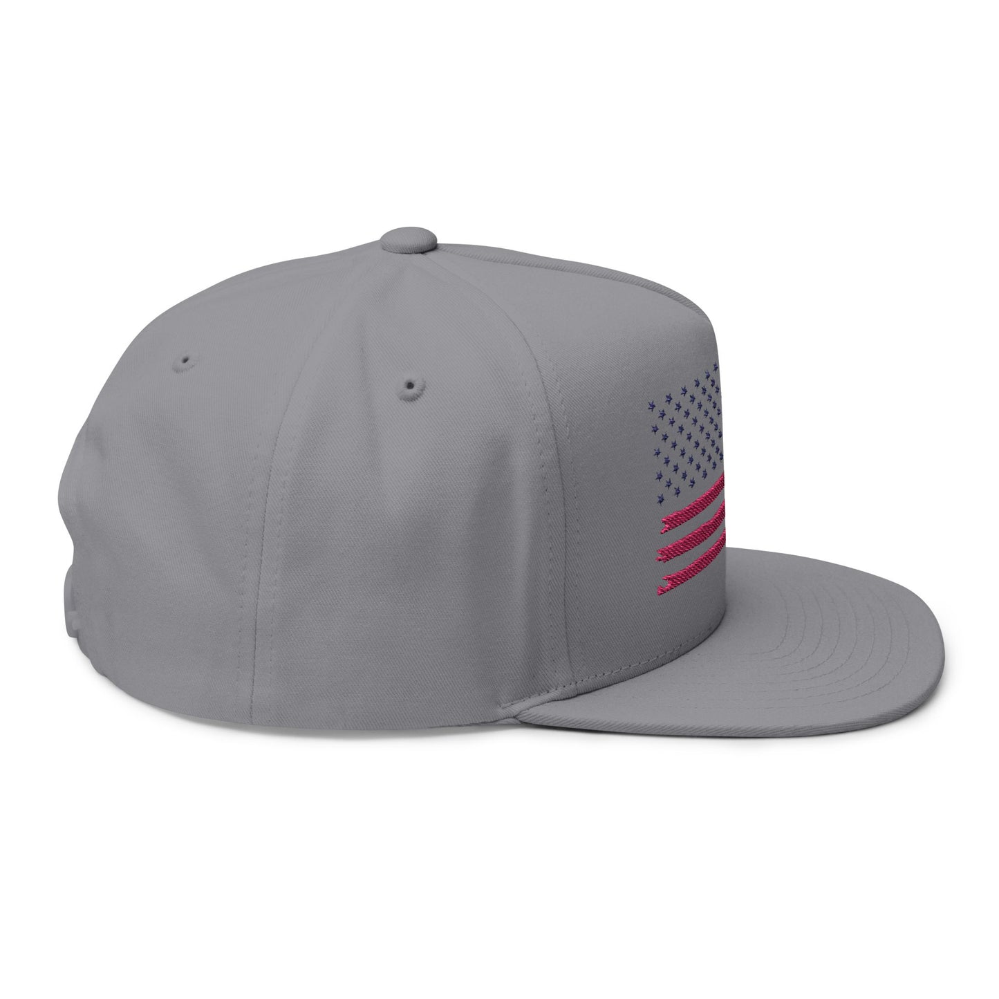 Embroidered USA Sketch Flag Flat Bill Cap