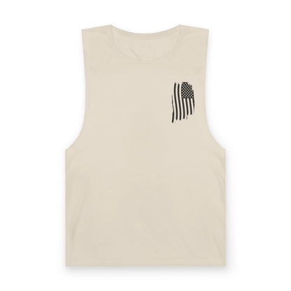 American Flag Pocket Tank Top — Minimal Patriotic Muscle Tee