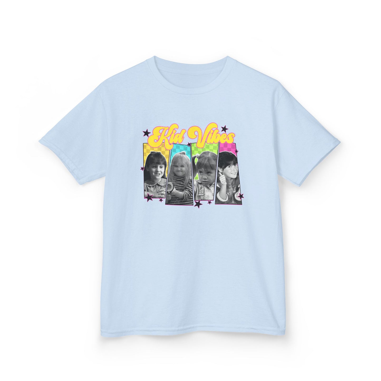 Girls Tee — Retro Rainbow ‘High Vibes’ Photo Collage