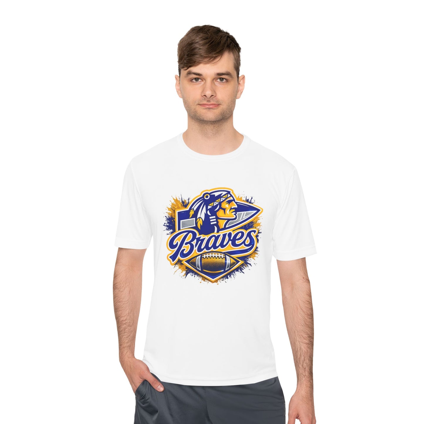 Braves Football Team Tee — Vintage Mascot Logo Moisture-Wicking Shirt