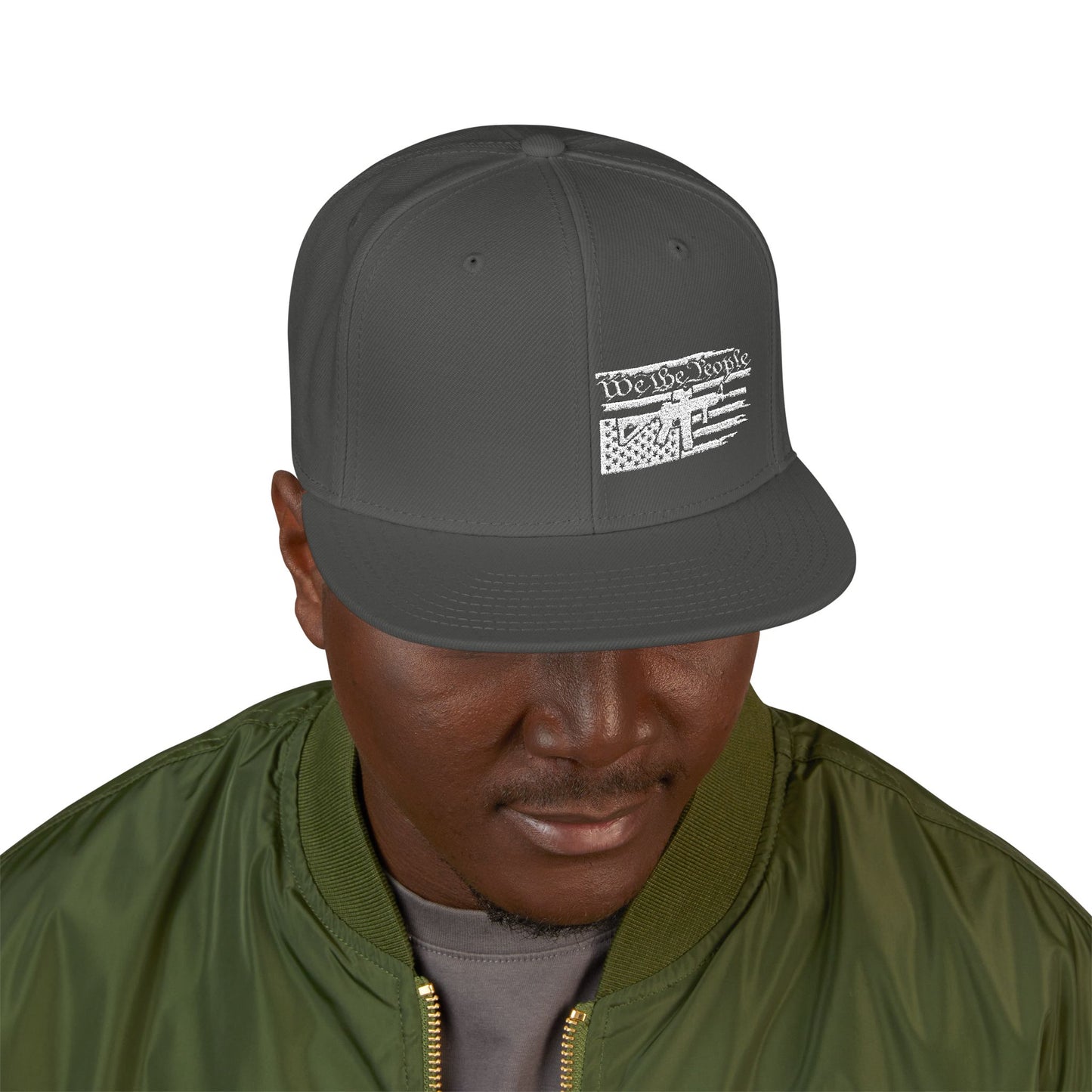 Embroidered Distressed Flag Snapback Hat