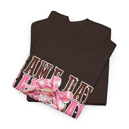 Game Day Pink Football Tee — Women's Cheer Football Shirt