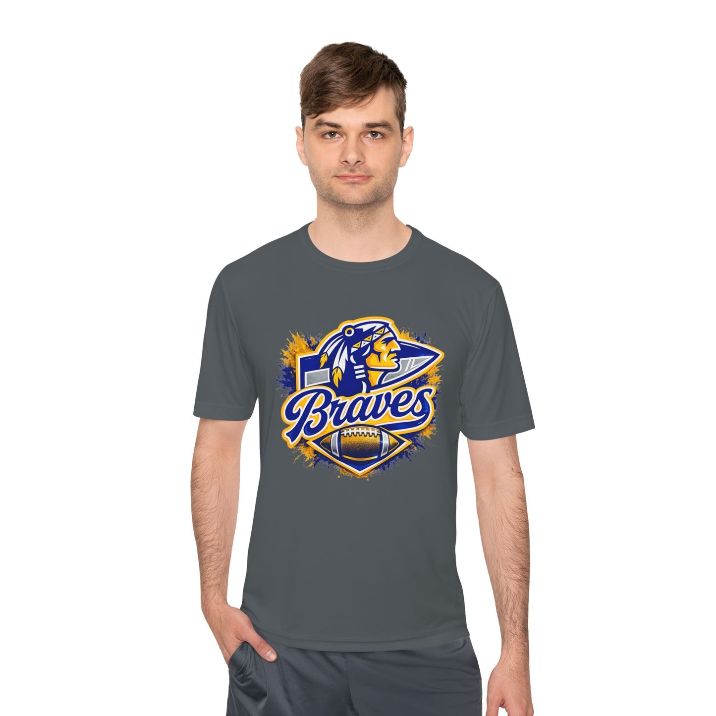 Braves Football Team Tee — Vintage Mascot Logo Moisture-Wicking Shirt
