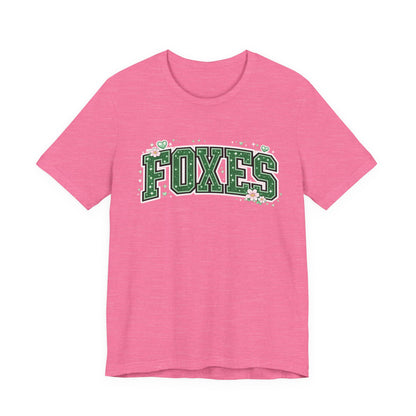 Foxes Vintage Collegiate Tee — Green Varsity Letter Graphic