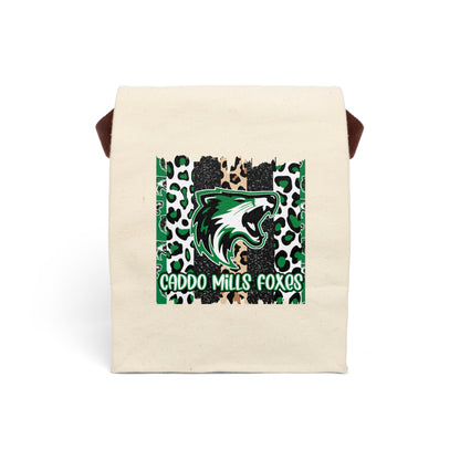 Caddo Mills Foxes Leopard Print Canvas Lunch Bag with Strap