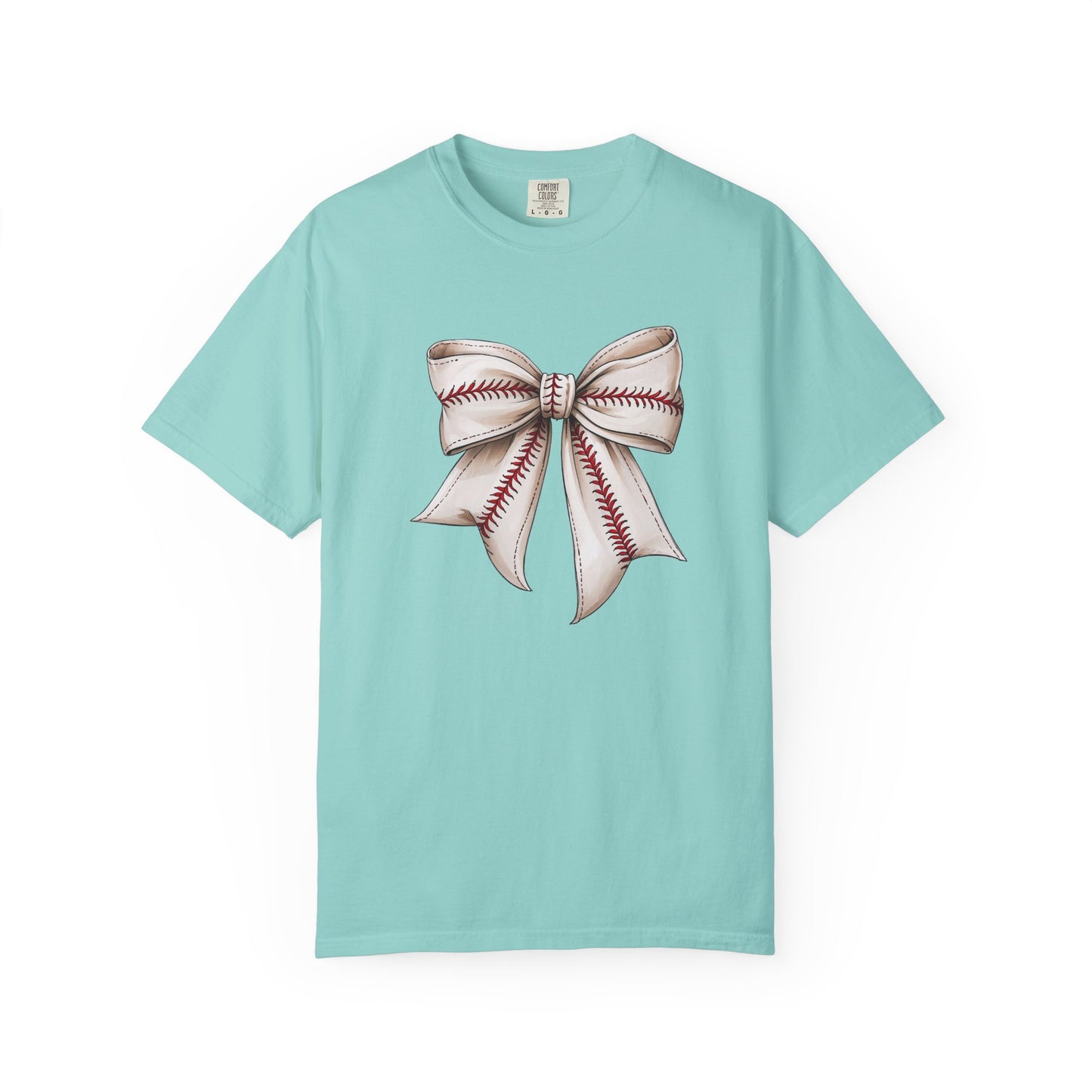 Baseball Stitch Bow T-Shirt — Cute Sports Ribbon Graphic Tee