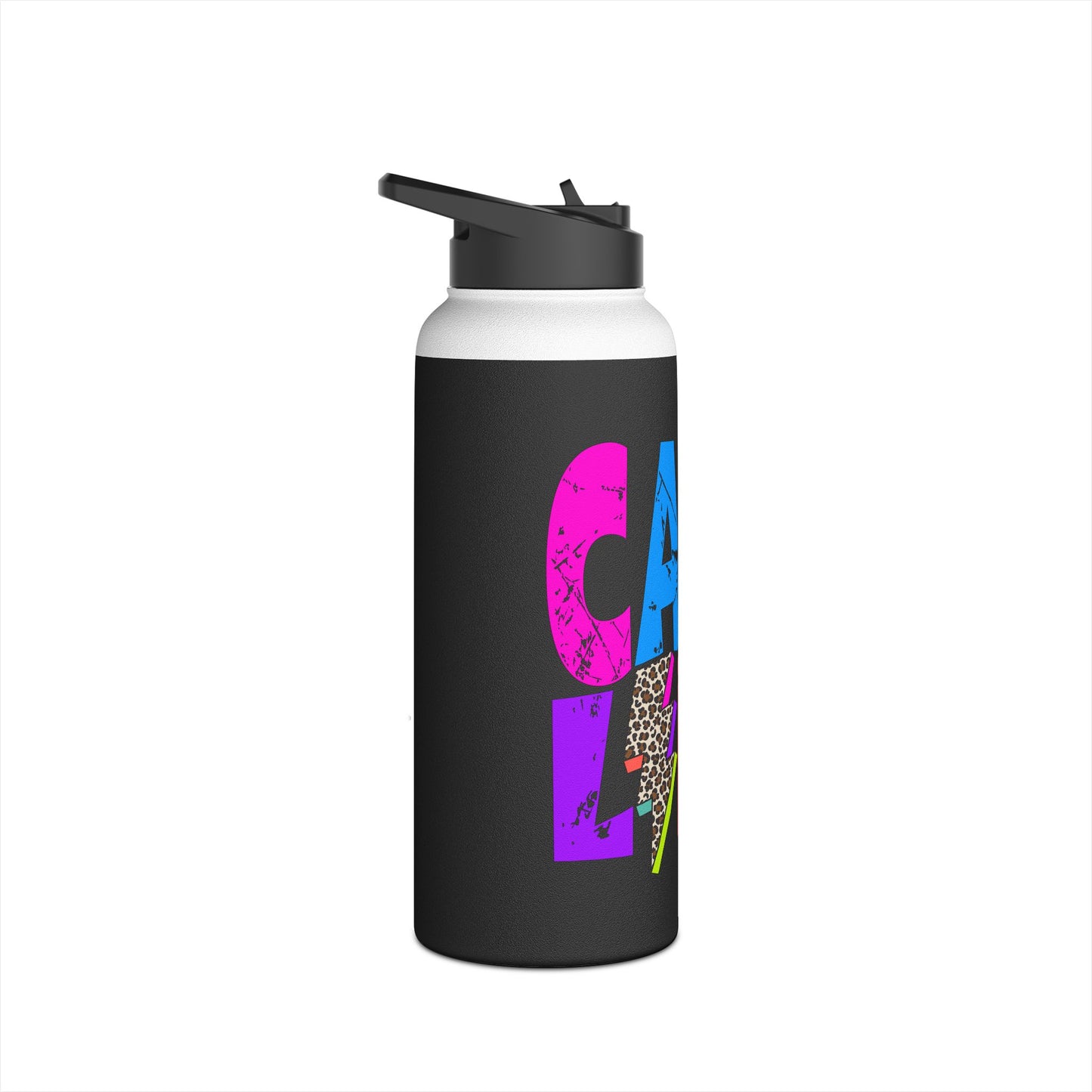 Camp Life Neon Stainless Steel Water Bottle - BLACK