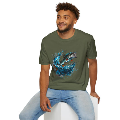 Bass Fishing T‑Shirt - Leaping Bass Water Splash Graphic Tee