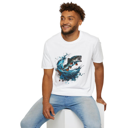 Bass Fishing T‑Shirt - Leaping Bass Water Splash Graphic Tee