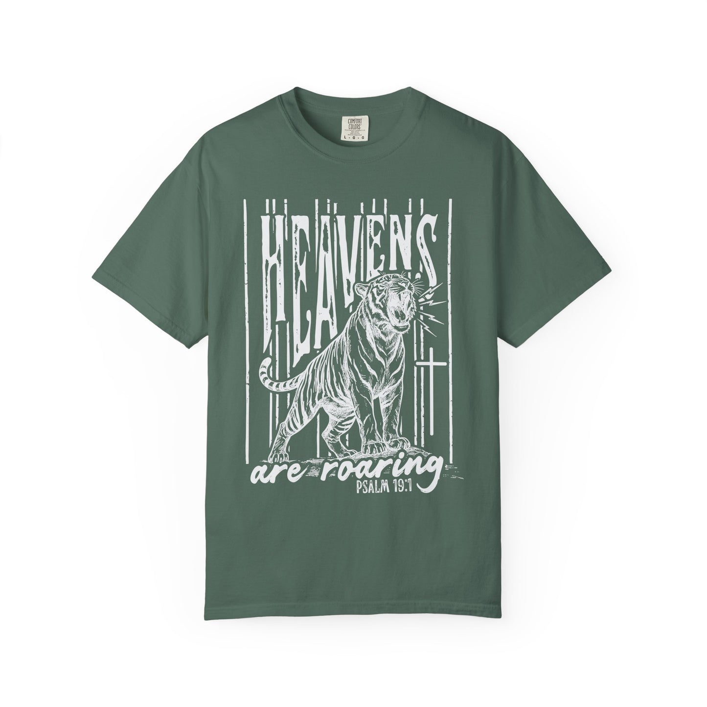Heaven's Are Roaring Tiger Tee- Purple Writing