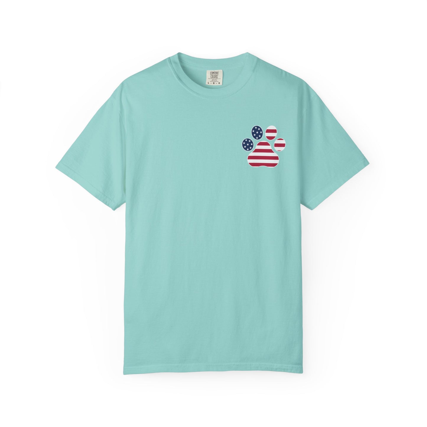 Patriotic Messy Bun T-Shirt — American Flag Bandana & Sunglasses