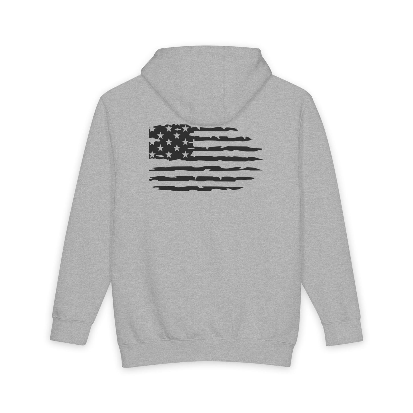 American Flag Skull Hoodie — Distressed Patriotic Pullover